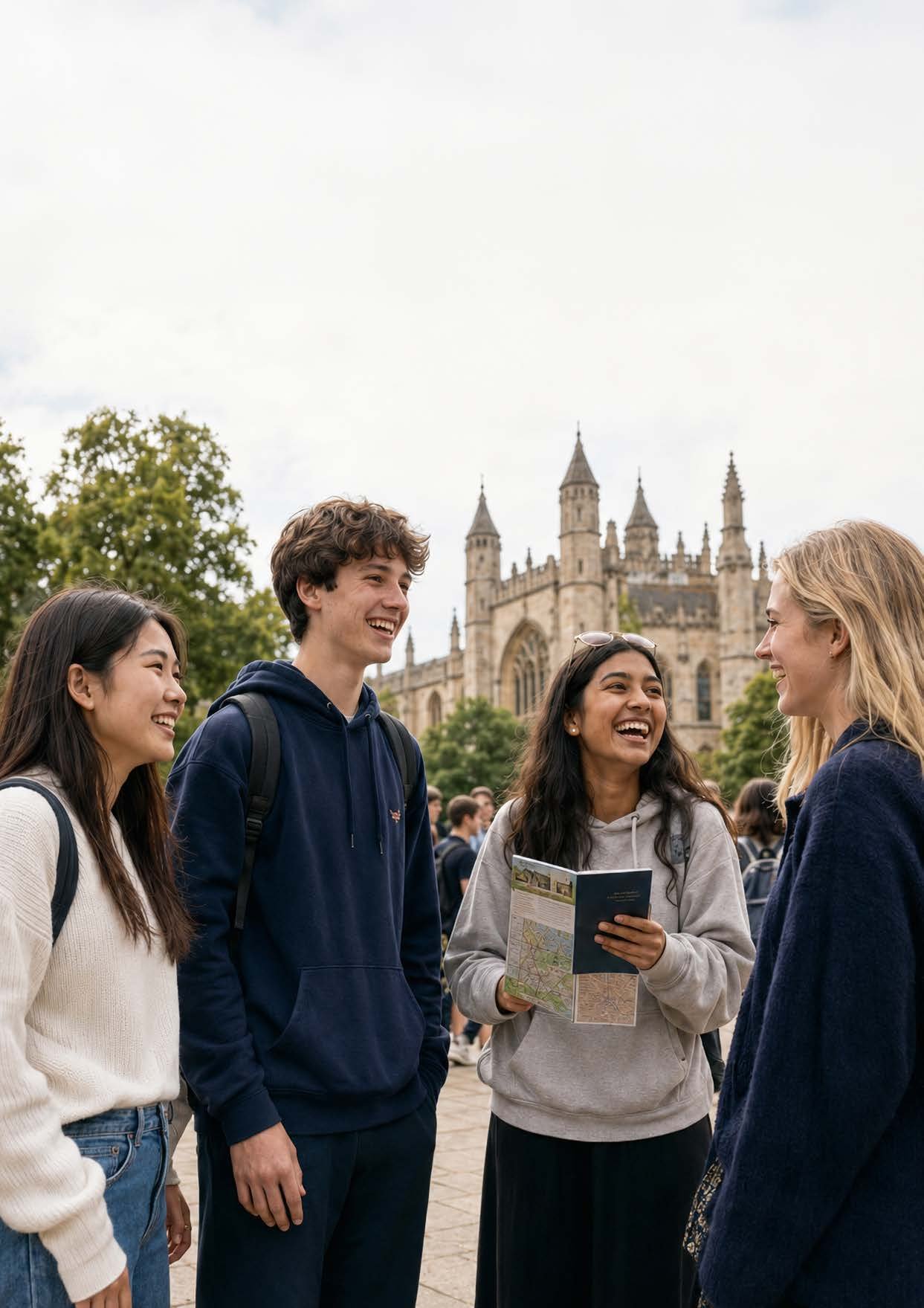 Estudiantes conversando durante una excursión en Londres